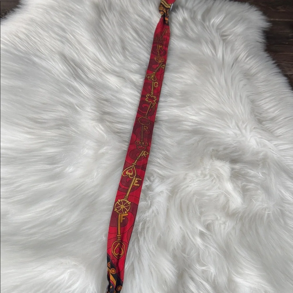 Salvatore Ferragamo silk double sided Twilly with gold‎ Gancini scarf ring